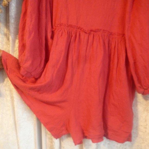 - Sale - Free People Sexy Wide Romper w/ long  Ballons puff sleeves NEW Ru… - Picture 6 of 14